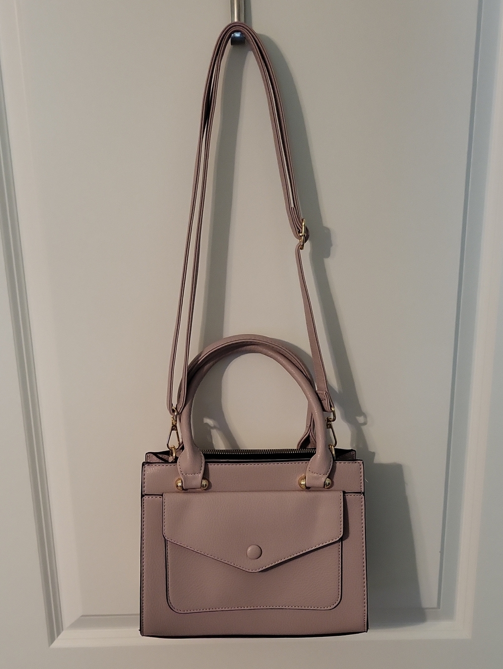 Women's Blush Pink Structured Satchel Shoulder Bag.